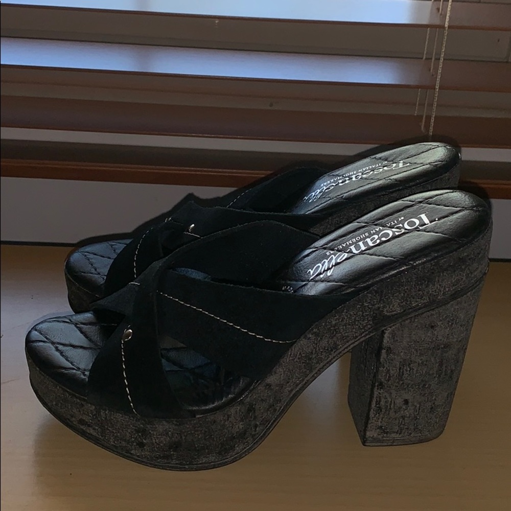 Black Toscanella Sandal Mules NWOT